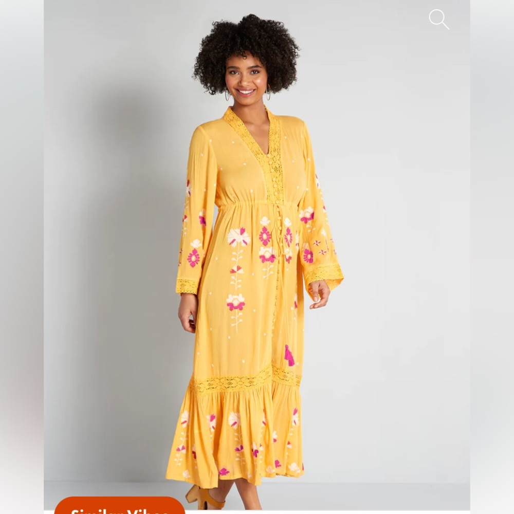 NWT Frock‎ & Frill ModCloth Sunshine of Your Love Boho MIDI Dress Yellow Floral